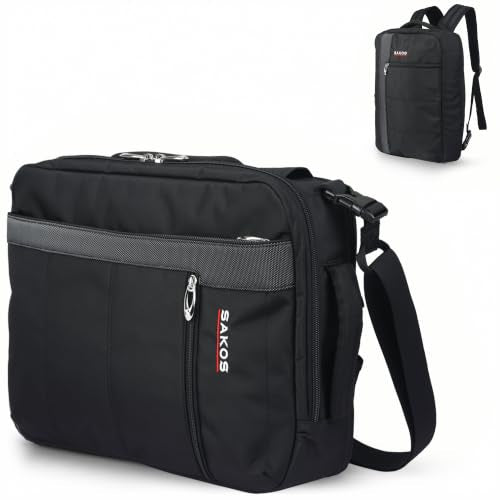 SAKOS Flash 3 in 1 Laptop Bag, 15.6 Inch Convertible Messenger, Shoulder Bag & Backpack, Water RepellentTravel Bag, Professional Work Bag for Men & Women, Briefcase with Laptop Compartment - Black - color: 2. Flash - Black/Grey
