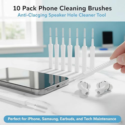 10 Pack Phone Cleaning Brushes Anti-Clogging Speaker Hole Cleaner | Tiny nylon phone cleaning brushes clear speaker holes and charging ports safely for tech users. - color: 10PCS- White Cleaning Tools