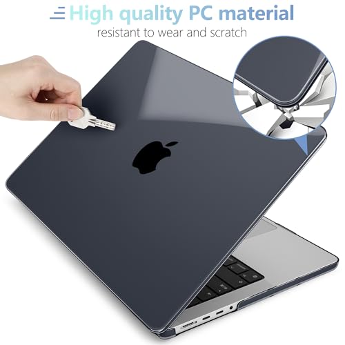 MEEgoodo for M5 MacBook Pro 16 inch Case 2026 2024 2023 2021 (Fit Model A3429/A3428/A3403/A3186/A2991/A2780/A2485) M5 M4 M3 M2 M1 Pro/Max, Laptop Case with Keyboard & Webcam Cover, Crystal Black - color: Crystal Black