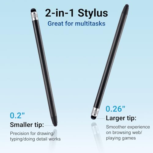 12Pcs Black Stylus Pen for Touchscreen, 2-in-1 Stylus Pen for iPad | High Precision & Sensitivity, Aluminum Body, Suitable for iPad iPhone Android Smartphone Tablet Switch and All Touch Screens - color: 12 Black