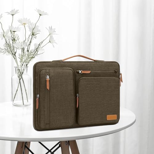 MOSISO 360 Protective Laptop Case 15 inch, 15 inch Laptop Sleeve | Compatible with MacBook Air M5 M4 M3 M2 2026-2023, Dell XPS Plus, Side Open Carrying Case with 4 Zipper Pockets, Carob Brown - color: Carob Brown, size: 15 inch