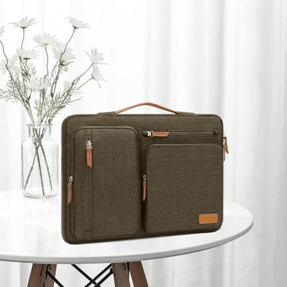 MOSISO 360 Protective Laptop Case 13.3 inch, 13-13.3 inch Laptop Sleeve | Compatible with MacBook Air/Pro 13 / Pro 14,HP Dell Acer ASUS, Side Open Carrying Case with 4 Zipper Pockets, Carob Brown - color: Carob Brown, size: 13.3 inch