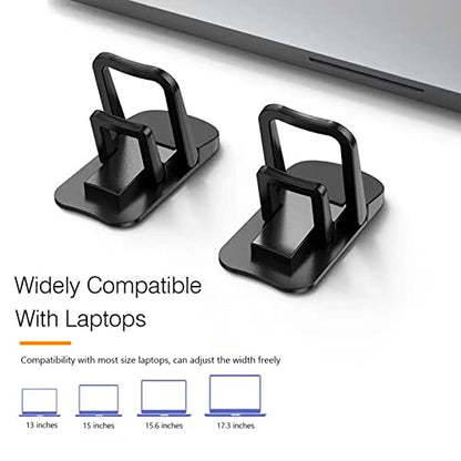 2PCS Metal Mini Foldable Laptop Stand, Portable Computer Keyboard Riser with 2 Adjustable Angles, Self-Adhesive Invisible Notebook Stand and Keyboard Lift for Desk (Pink) - color: Pink