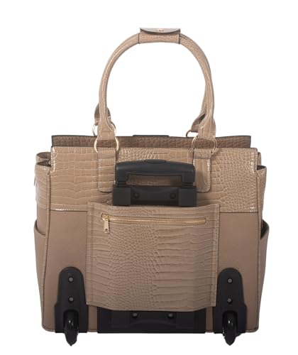 JKM and Company Alligator Compatible With Computer iPad, Laptop Tablet Rolling Tote Bag Briefcase Carryall Bag | Compatible With - style: Windsor