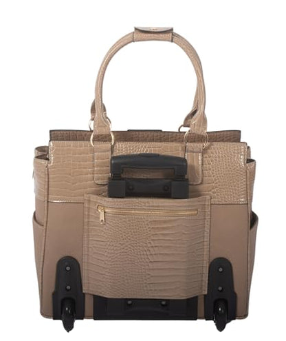 JKM and Company Alligator Compatible With Computer iPad, Laptop Tablet Rolling Tote Bag Briefcase Carryall Bag | Compatible With - style: Windsor