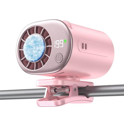Clip-On Portable Fan with Ice Cooling, 20000 RPM Rechargeable Handheld Turbo Fan, 360° Rotating Detachable Clip, Mini Stroller Fan for Baby, Compact Travel Essentials, Summer Gifts for Women,Pink - color: Pink