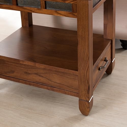 Leick Home 10907 Slatestone One Drawer Rustic Oak End Table, Distressed Rustic Oak - color: Rustic Oak
