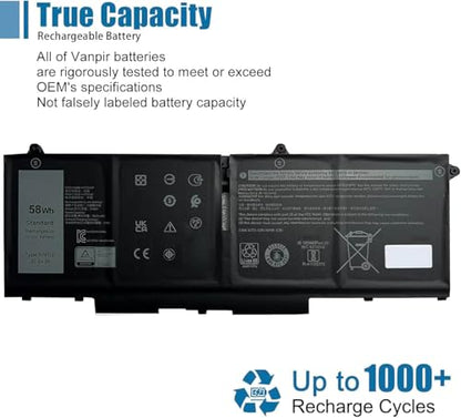 07KRV Laptop Battery Replacement for Dell Latitude 5430 5530 Precision 3570 P104F P104F005 P137G P137G004 Series M69D0 H4PVC 0H4PVC Y86WG 0Y86WG 08WRCR 078FWY 15.2V 58Wh 3625mAh - size: 9.71*3.72*0.21 inch 07KRV
