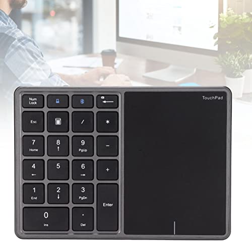 Zunate Numeric Keypad, 22 Keys Type C Rechargeable Number Pad with Touchpad, USB Receiver, Dual Mode Mini Numeric Keypad for Laptop, PC (Grey)
