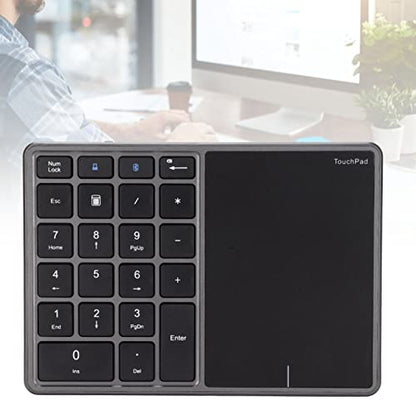 Zunate Numeric Keypad, 22 Keys Type C Rechargeable Number Pad with Touchpad, USB Receiver, Dual Mode Mini Numeric Keypad for Laptop, PC (Grey)