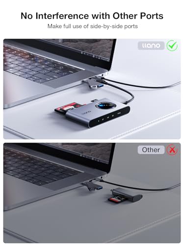 llano 5 in 1 Micro SD Card Reader, for SD/TF/MS/CompactFlash/M2 Cards 5Gbps | for Photographers, USB-C, Plug&Play, 4 Cards Simultaneously Read and Write, Windows, Linux, MAC OS and Chrome OS