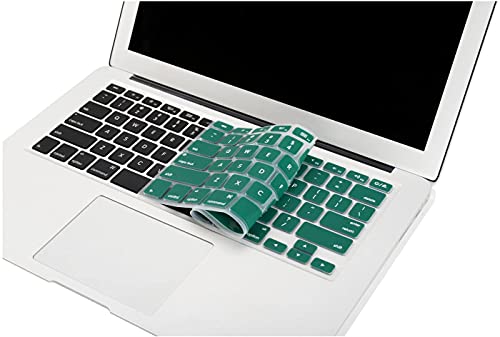 MOSISO Silicone Keyboard Cover Compatible with MacBook Air 13 inch A1466 A1369 2010-2017&Compatible with MacBook Pro 13/15 inch (with/Without Retina Display, 2015 or Older Version), Peacock Green - color: Peacock Green