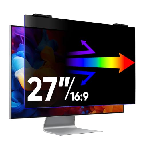 27 Inch Privacy Screen Protector & Anti Blue Light | Hanging Computer Monitor Filter for 16:9 Widescreen,Reduces Eye Strain,Blue Light Blocker for LCD TV PC Desktop (1 Pack) - color: 1 Pack, Diagonal 27"