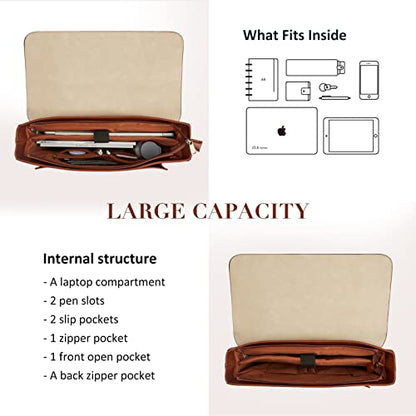 ECOSUSI Laptop Bag for Women Vegan Leather Messenger Bag Fashion Briefcase Computer Satchel Bag - color: Brown