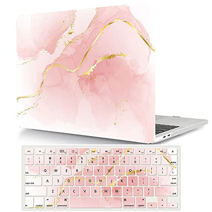 Laptop Case Compatible with MacBook Pro 13 inch with CD-ROM Model: A1278(Old Version 2012/2011/2010/2009/2008), Protective Plastic Hard Shell Case Cover & Keyboard Skin - Pink Marble - color: Pink Marble, size: A1278(Pro 13 w/CD-ROM 2008-2012)