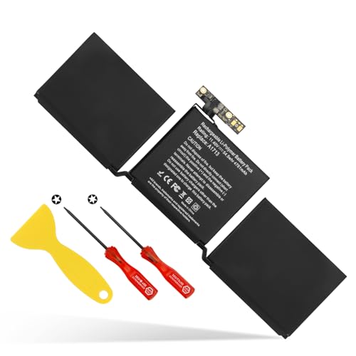 A1708 Battery Replacement, A1713 Battery for MacBook Pro 13 Inch A1708 [Late 2016, Mid 2017] EMC 2978 3164 MPXQ2LL MLL42LL MLUQ2LL MPXR2LL MPXU2LL MPXT2LL MacBookPro13,1 14,1 11.4V 54.5Wh 4781mAh - size: 11.4*3.5*0.15inch A1713