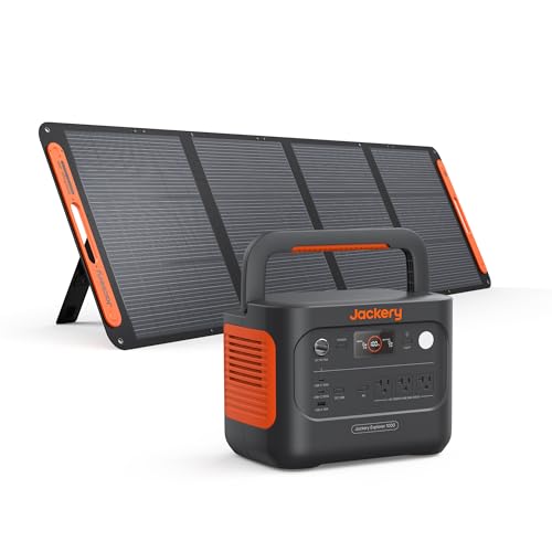 Jackery Solar Generator 1000 v2 with 200W Solar Panel,1070Wh Portable Power Station LiFePO4 Battery,1500W AC/100W USB-C Output, 1Hr Fast Charge for Outdoor,Off-Grid Living,RV,Emergency - style: E1000v2+200W