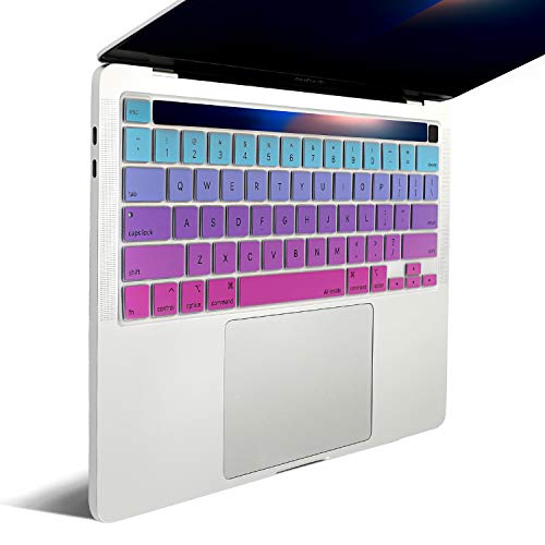 Allinside Soft Silicone Keyboard Cover for MacBook Pro 13 inch (A2338 M1 A2251 A2289, 2020–2023) & MacBook Pro 16 inch (A2141, 2019–2020) with Touch Bar & Touch ID, US Layout, Ombre Blue Pink - color: 03 Ombre Blue Pink, size: 2019-2020 Macbook Pro 13/16