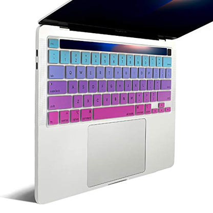 Allinside Soft Silicone Keyboard Cover for MacBook Pro 13 inch (A2338 M1 A2251 A2289, 2020–2023) & MacBook Pro 16 inch (A2141, 2019–2020) with Touch Bar & Touch ID, US Layout, Ombre Blue Pink - color: 03 Ombre Blue Pink, size: 2019-2020 Macbook Pro 13/16