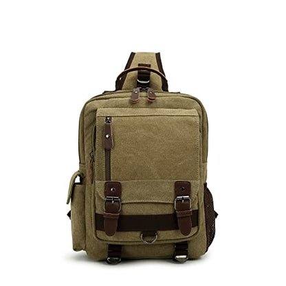 Sechunk Canvas Messenger Bag Sling Bag Crossbody Bag Shoulder Bag Retro Cross Body Handbags - color: Army Green, size: Large