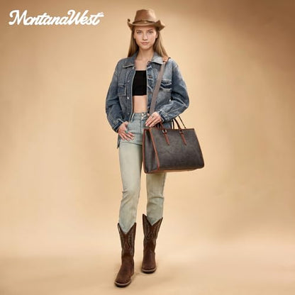 Montana West Laptop Tote Bag for Women 15.6 Inch Computer Bags Business Office Work Briefcase With Adjustable Shoulder Strap - color: Grey