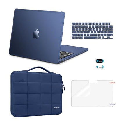MOSISO Compatible with MacBook Air 13 inch Case M5 2026 M4 M3 M2 2025-2022 | TPU Bumper Hard Shell&Puffy Sleeve Bag&Keyboard Skin&Webcam Cover&Screen Film for MacBook Air 13.6 inch Case, Midnight - color: Midnight