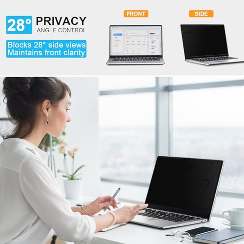ZOEGAA Laptop Privacy Screen Protector 14 Inch 16:9 Aspect Ratio. | 1 Install Ways; Anti Bule Light/Glare; Compatible With HP Dell Lenovo Samsung Thinkpad - size: Magnetic 14 inch (16:9)