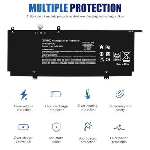 SP04XL L28764-005 Laptop Battery for HP Spectre X360 13-AP0000 13-ap0xxx 13-ap0013dx 13-ap0023dx 13-ap0033dx 13-ap0053dx 13-ap0000na 13t-AP000 CTO SP04061XL HSTNN-IB8R HSTNN-OB1B L28538-AC1 TPN-Q203 - size: 11.1*4.17*0.19inch SP04XL