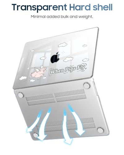 Fintie Case for MacBook Air 13 inch A3449/A3240/A3113/A2681 2022-2026 | M2/M3/M4/M5, Snap On Hard Shell, Full Port Access, Easy On/Off, Lightweight, Soaring Pig - color: Cosmic Orange