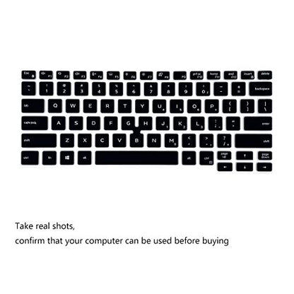 2Pcs Keyboard Cover for Dell Latitude 5400 5401 5411 7400 14 Inch with Pointing Laptop |Dell Latitude 14 US Layout Keyboard Protective Cover Skin (Black+Clear) - color: Black+Clear