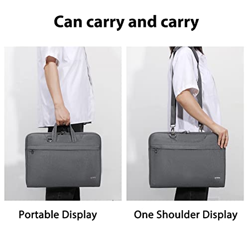 Voova Laptop Case 13 14 15 16 17 Inch with Shoulder Strap, Waterproof Laptop Bag Sleeve Slim Briefcase - color: Grey, size: 15-16 inch