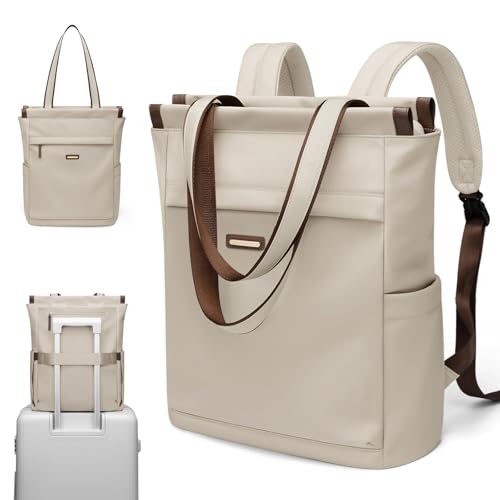 GOLF SUPAGS Convertible Laptop Backpack for Women Casual Daypack Notebook Tote Bag for Work College Travel Leisure (Apricot) - color: Apricot-n
