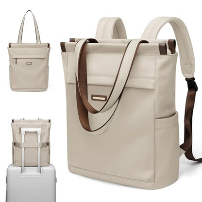 GOLF SUPAGS Convertible Laptop Backpack for Women Casual Daypack Notebook Tote Bag for Work College Travel Leisure (Apricot) - color: Apricot-n