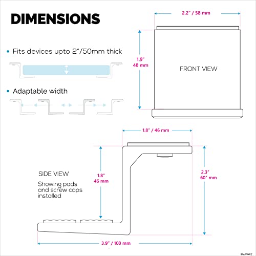 Adhesive Under Desk Laptop Holder Mount, Upto 1.9” / 48mm Thick, For Laptops Macbook Routers Surface iPads Tablets & More, Screw-In & Stick-On - color: Plastic 1.5" Device Mount