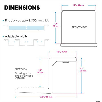 Adhesive Under Desk Laptop Holder Mount, Upto 1.9” / 48mm Thick, For Laptops Macbook Routers Surface iPads Tablets & More, Screw-In & Stick-On - color: Plastic 1.5" Device Mount
