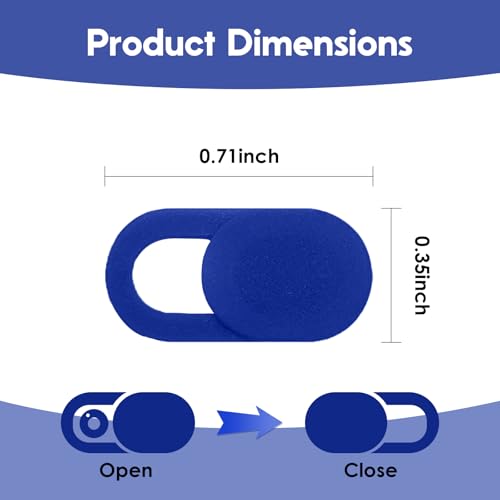 5-Pack Webcam Cover Slide, Ultra-Thin Privacy Shield for Laptop, Tablet, Phone, Desktop, Sliding Lens Cover for Personal and Office Use - color: 5 Dark Blue