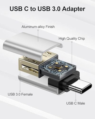 USB-C to USB-A Adapter, 5Gbps USB C Male to USB 3.0 Female OTG Converter | High-Speed Data Transfer & Fast Charging, USB Type-C Connector for iPhone 17 16 15, Samsung Galaxy S26 S25, iPad, MacBook Pro