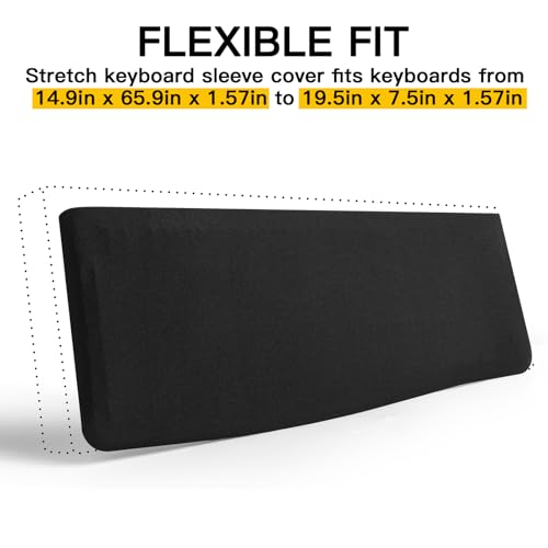 Keyboard Dust Cover for 75% 80% 96% Full Size PC Keyboards | Stretch Fabric Anti-Dust Keyboard Sleeve, Dustproof Protector Fits 14.9"x5.9" to 19.5"x7.5" Keyboards, Black, Size M - size: M