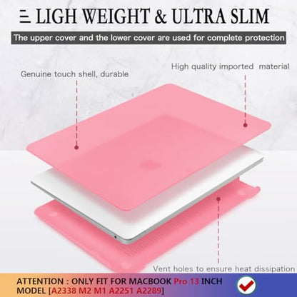 CISSOOK Case for MacBook Pro 13 Inch Pink A2338 A2251 A2289 Model | 4in1 Set Plastic Cover with Keyboard Cover for 2025-2016 MacBook Pro 13" M2 M1, Matte Pink - color: Matte Pink