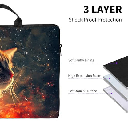 Laptop Bag,14 15 15.6 inch Laptop Case Sleeve,Computer Sleeve with Handle for Women Men,Carrying Case for MacBook,Dell,Lenovo,Notebook Computer,Cute Fire Cat - color: Cute Fire Cat
