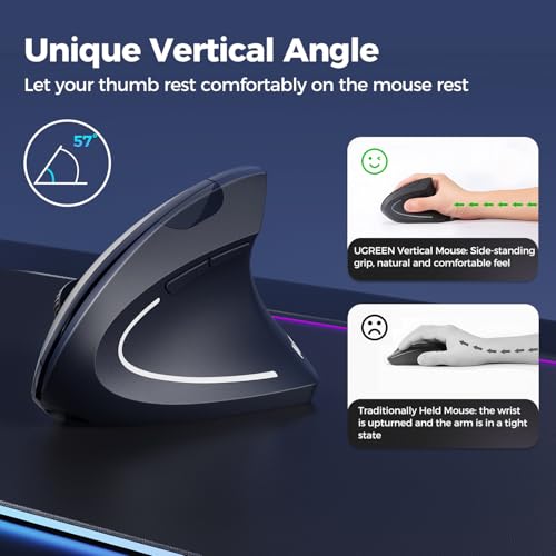 AVMTOM Wireless Mouse Wireless Gaming Mouse Rechargeable PC Mouse with RGB Backlit 6 Buttons Adjustable Ergonomic for Laptop, PC, Computer, Desktop, Notebook etc Gaming Mouse Wireless (Pure Black)
