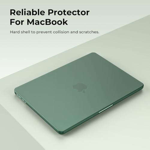 EooCoo Case for MacBook Air 15 inch M5 M4 M3 M2 2026-2023, Midnight Green | Easy to Install, Sturdy, Plastic Hard Shell Case & Keyboard Cover & Screen Protector, Model: A3448 A3241 A3114 A2941 - color: Matte Midnight Green
