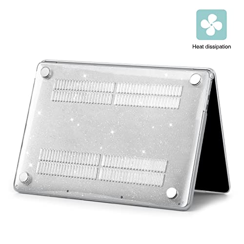 EooCoo Case for MacBook Air 15 inch M5 M4 M3 M2 2026-2023, Sparkly Clear | Easy to Install, Sturdy, Plastic Hard Shell Case & Keyboard Cover & Screen Protector, Model: A3448 A3241 A3114 A2941 - color: Sparkly Clear