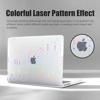 DTangLsm for MacBook Pro 14 inch Case 2026 M5 2025-2021 M4 M3 M2 M1 Pro Max | A3426 A3427 A3434 A3112 A3185 A3401 A2918 A2992 A2779 A2442, Clear Plastic Hard Cover for Mac Pro 14+Keyboard Cover, Squares - color: Laser Squares Clear