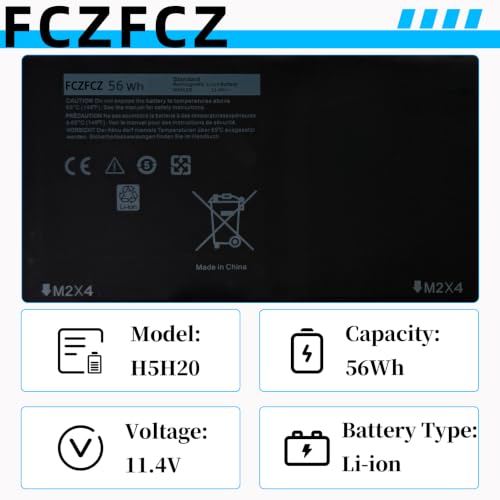 H5H20 Battery Replacement for Dell XPS 15 7590 9550 9560 9570 Precision 5510 5520 5530 5540 Inspiron 15 7500 7501 7590 7591 Vostro 7500 7590 Series 6GPTY 62MJV M7R96 5D91C 56Wh 11.4V 3-Cells - size: 10.59*4.37*1.22 inch H5H20