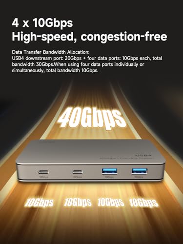 Hagibis USB4 Docking Station, 40Gbps USB C Triple Display Hub with 8K@60Hz HDMI, 100W PD, 20Gbps DP1.4 7.5W USB4 Downstream Port and 4 10Gbps USB3.2 for MacBook Pro Air Laptops Thunderbolt 4/5 Dock