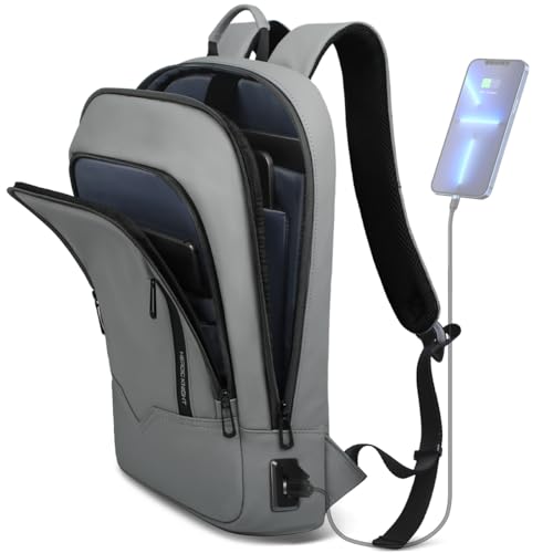 hk Backpack for Men Business Slim Laptop Bag | Anti Theft Travel Backpacks 15.6 Inch Laptop Water Resistant Computer Bag for Work Office College, Grey - color: Grey, size: 15.6 Inch