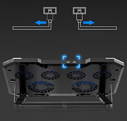 TOEWOE Laptop Cooling Pad, RGB Lights Laptop Cooler 6 Fans for Up to 17.3 Inch Laptops, Notebook Cooler, 7 Height Stands, 2 USB Ports