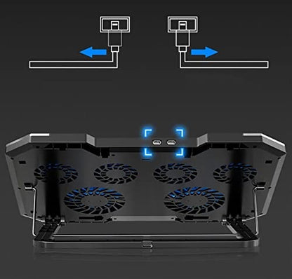 TOEWOE Laptop Cooling Pad, RGB Lights Laptop Cooler 6 Fans for Up to 17.3 Inch Laptops, Notebook Cooler, 7 Height Stands, 2 USB Ports