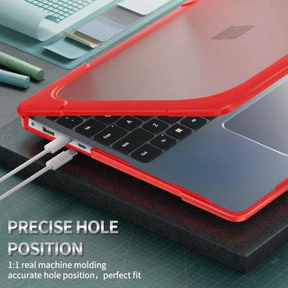 Batianda Durable Stand Case for Microsoft Surface Laptop 13.8 Inch, Red | Ergonomic Foldable Stand, Heavy Duty Matte Hard Shell, Fits 2024-2026 Surface Laptop 7/8th Edition for Business 13.8 Inch - color: Red